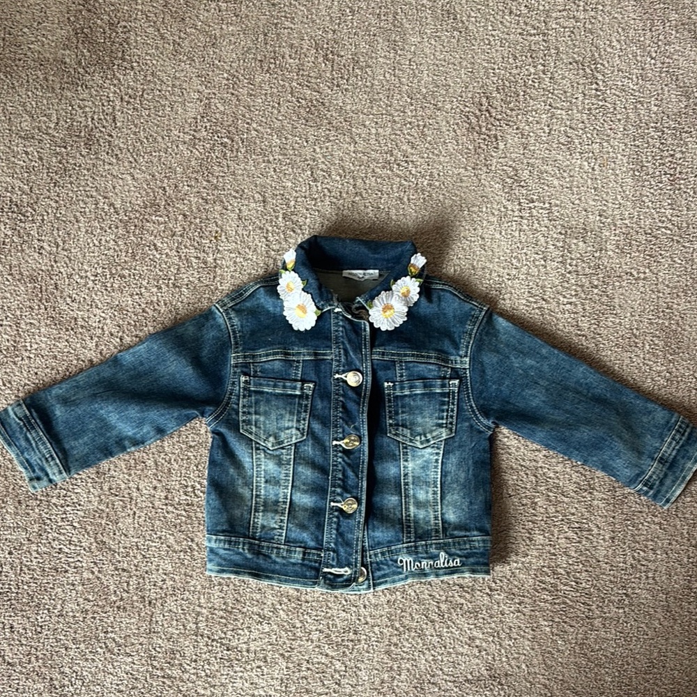 Denim Jacket with Floral Collar